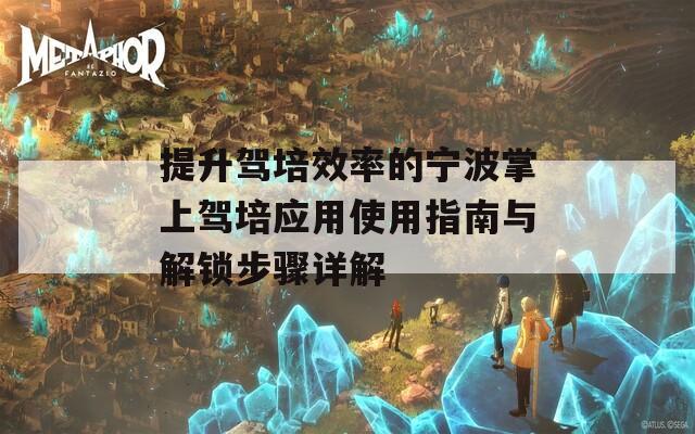 提升駕培效率的寧波掌上駕培應(yīng)用使用指南與解鎖步驟詳解