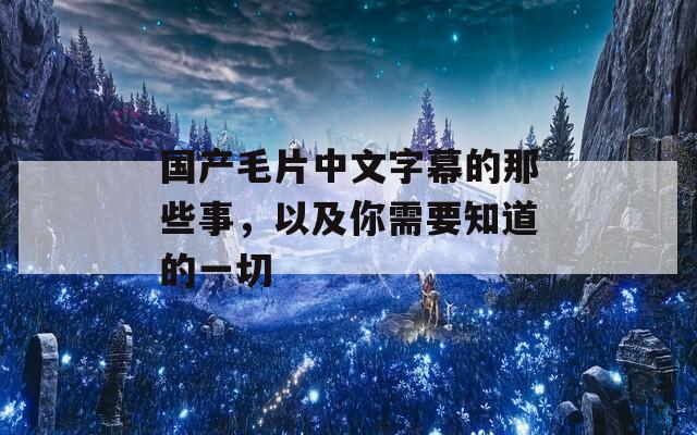 國產(chǎn)毛片中文字幕的那些事，以及你需要知道的一切