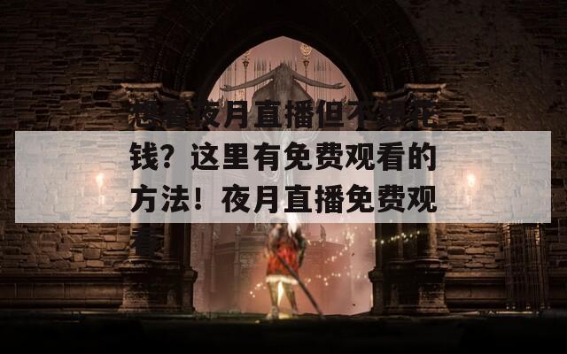 想看夜月直播但不想花錢？這里有免費觀看的方法！夜月直播免費觀看