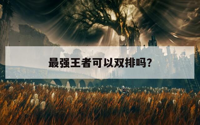 最強(qiáng)王者可以雙排嗎？