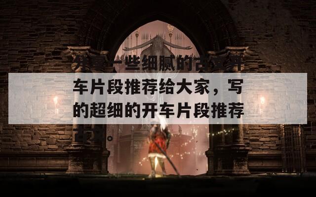 分享一些細膩的古文開車片段推薦給大家，寫的超細的開車片段推薦古文。