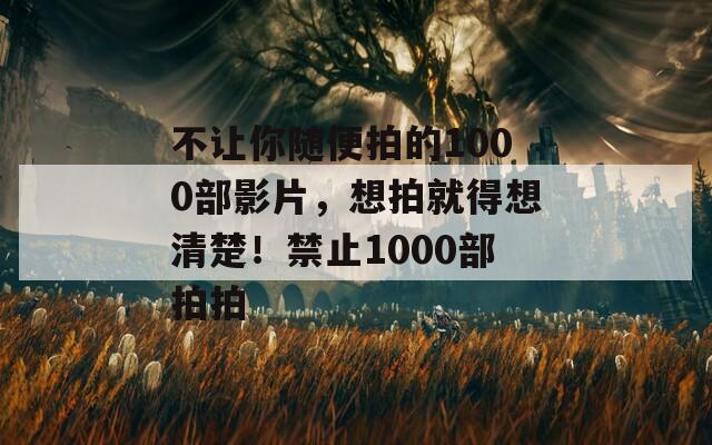 不讓你隨便拍的1000部影片，想拍就得想清楚！禁止1000部拍拍
