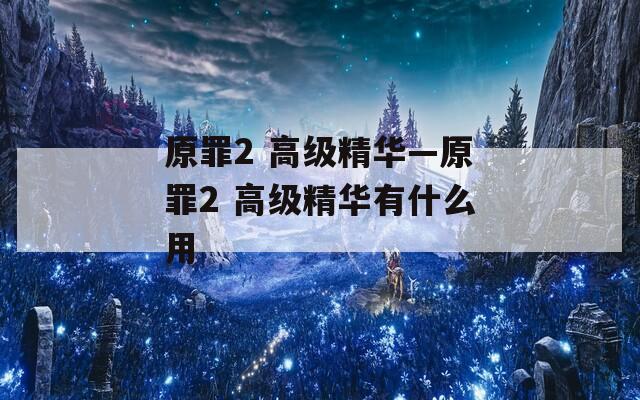 原罪2 高級精華—原罪2 高級精華有什么用