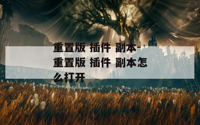 重置版 插件 副本-重置版 插件 副本怎么打開(kāi)