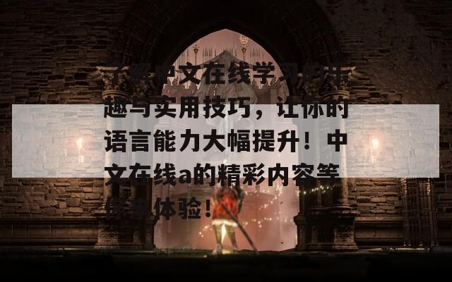 了解中文在線學(xué)習(xí)的樂趣與實(shí)用技巧，讓你的語言能力大幅提升！中文在線a的精彩內(nèi)容等你來體驗！