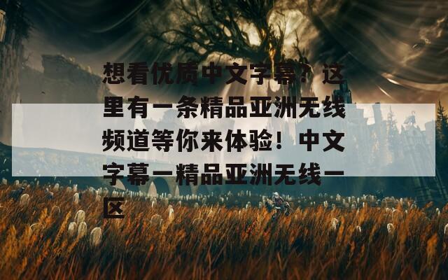 想看優(yōu)質中文字幕？這里有一條精品亞洲無線頻道等你來體驗！中文字幕一精品亞洲無線一區(qū)