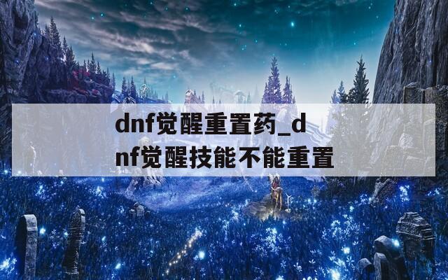 dnf覺(jué)醒重置藥_dnf覺(jué)醒技能不能重置