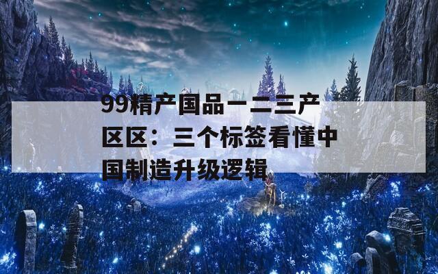 99精產(chǎn)國品一二三產(chǎn)區(qū)區(qū)：三個標簽看懂中國制造升級邏輯