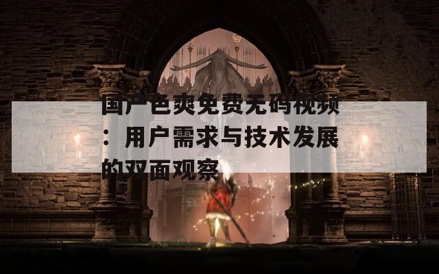 國產(chǎn)色爽免費無碼視頻：用戶需求與技術發(fā)展的雙面觀察