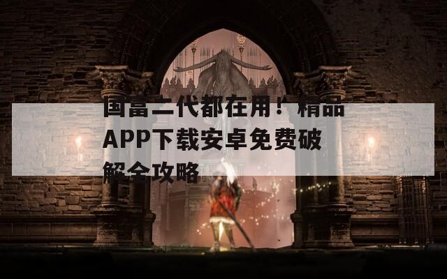 國富二代都在用！精品APP下載安卓免費破解全攻略